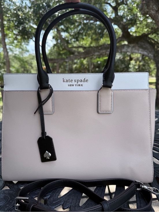 kate spade Handbags - Kate Spade Cameron Medium Colorblock Satchel - Warm Beige / White / Black